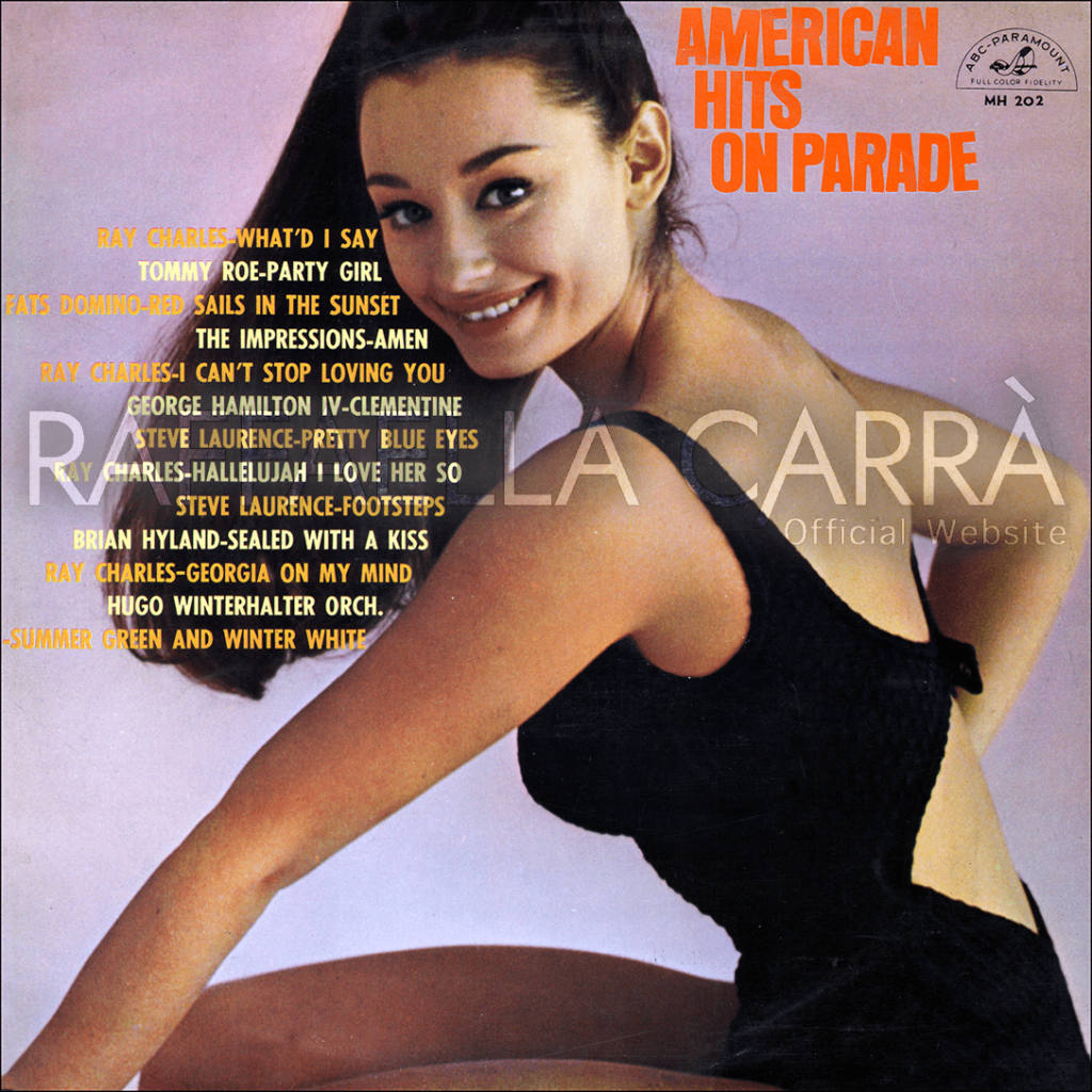 33 giri “American Hits On Parade” di artisti vari, con Raffaella in copertina • U.S.A. 1966