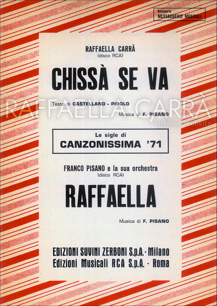 Chissá se va • Spartito musicale Italia, 1971
