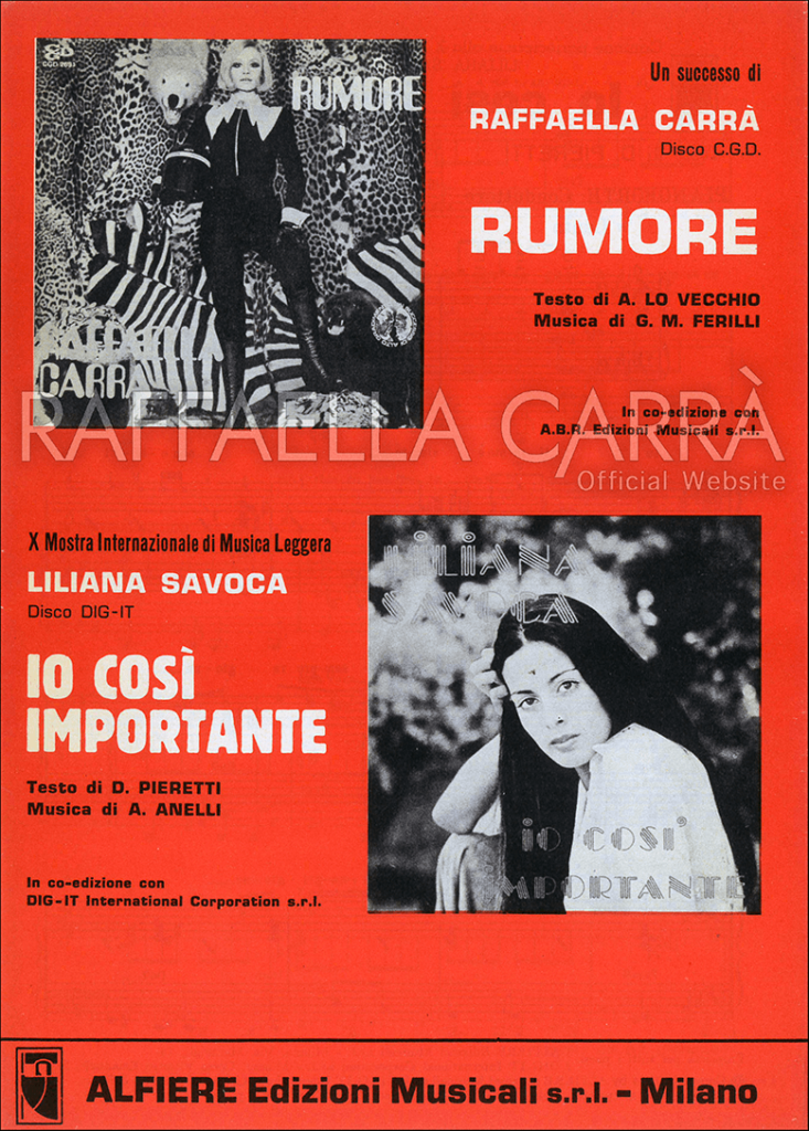 Rumore • Spartito musicale , seconda edizione, Italia 1974
