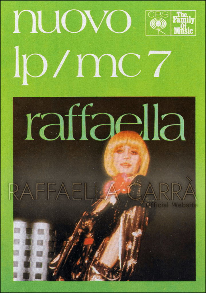 Adesivo promozionale CBS per il 33 giri “Raffaella”•Italia 1978