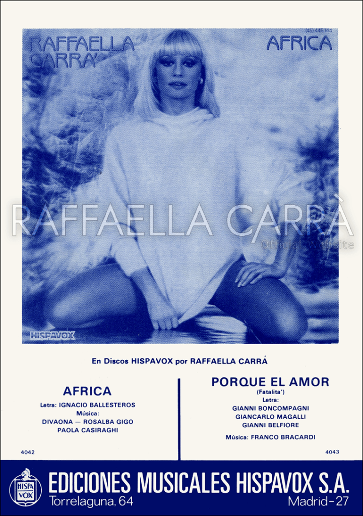 Africa – Porque el amor • Spartito musicale Spagna, 1984