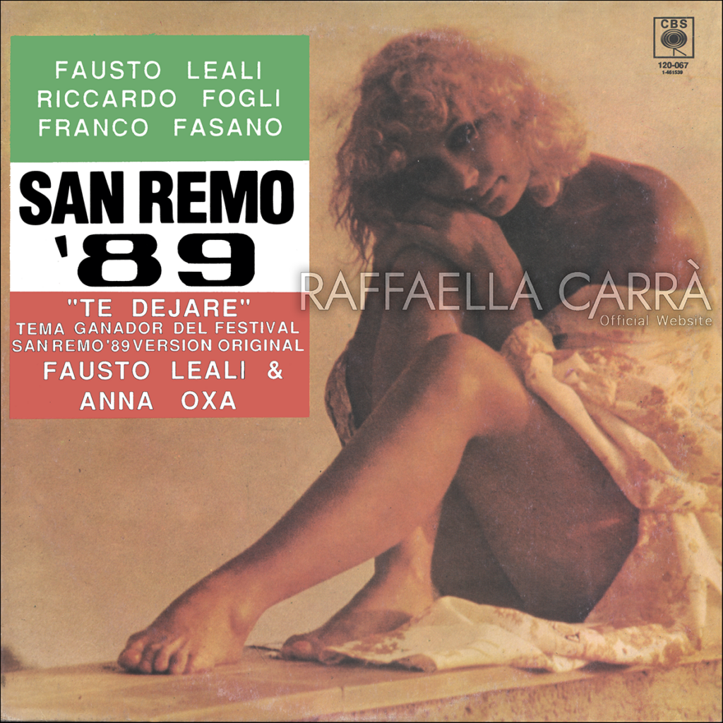 33 giri del  “FESTIVAL DI SANREMO ’89”, dove in copertina appare stranamente Raffaella Carrá. CBS 120-067 • 1989 Brasile